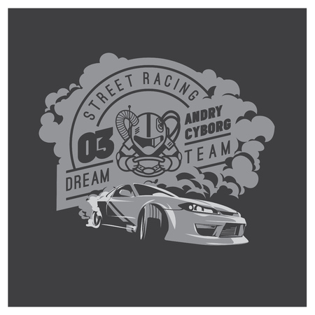Burnout car, Japanese drift sport, Street racingのイラスト素材