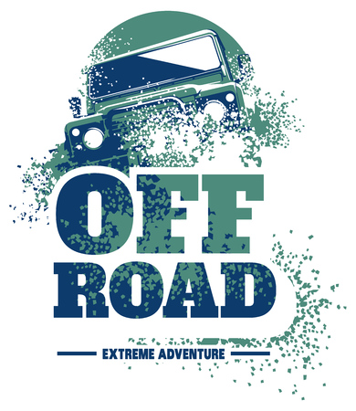 Off-road car logo, safari suv, expedition offroader.のイラスト素材