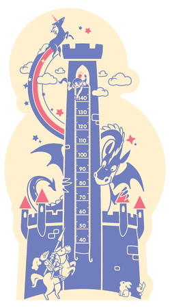 Height charts. Fairytale castle, Meter wall or height meter from 40 to 140 centimeter.のイラスト素材