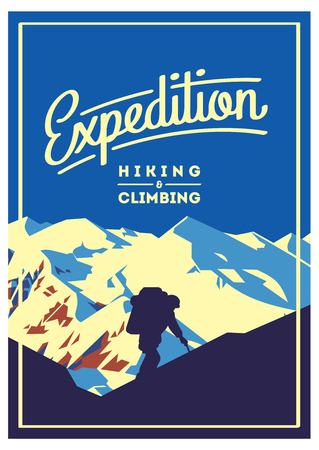 Extreme outdoor adventure poster. High mountains illustration.のイラスト素材