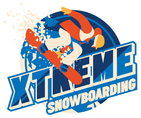 Freeride snowboarder in motion. Sport logo or emblemのイラスト素材