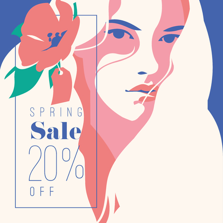 Spring Sale Banner, Sale Poster, Sale Flyer. 20 Off, Vector illustration.のイラスト素材