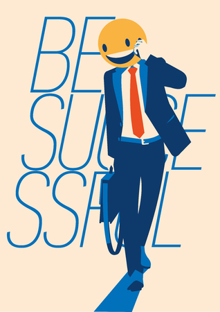 Successful businessman with a smiley face instead of his headのイラスト素材