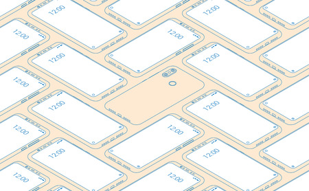 Smartphone seamless flat isometric pattern for background