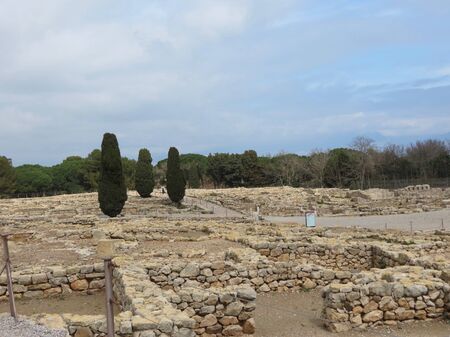 Ancient greek ruins of Empuries in Catalonia, Spain. Foundations only leftの写真素材