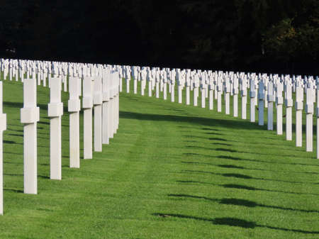 Hamm, Luxembourg - November 2019. White crosses at American military cemetery of World War 2のeditorial素材
