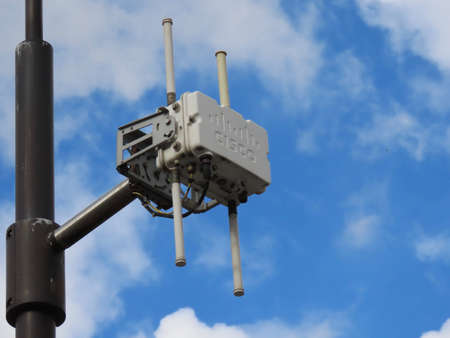 Luxembourg, Luxembourg - June 20, 2019. Free wifi in Luxembourg city, technical equipment