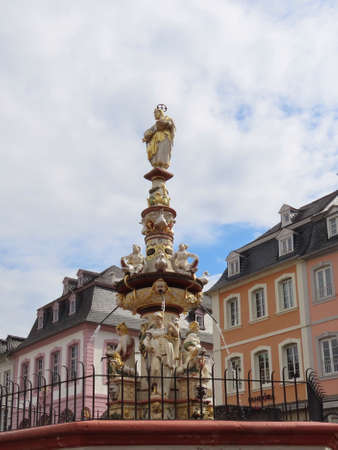 Petrusbrunnen or St. Peter's fountain in Trier old town - Main Market Square. Rhineland-Palatinate, Germanyの写真素材