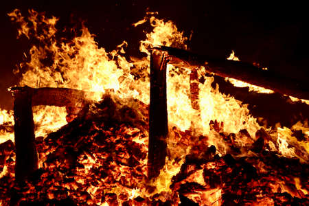 Buergbrennen festival in Luxembourg. Celebrating end of winter beginning of spring by burning mock...