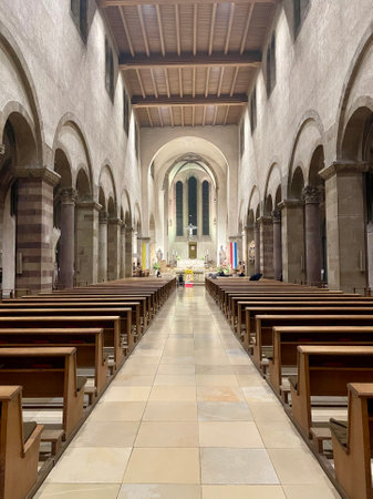 Basilica of St. Willibrord interior. Echternach, Luxembourg - November 9, 2022のeditorial素材