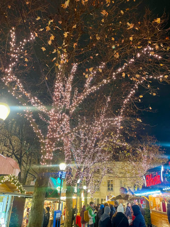 Christmas market and Winter lights festival in Luxembourg, Luxembourg - December 5, 2022のeditorial素材