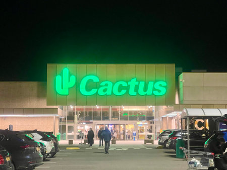 Cactus supermarket sign in Belle Etoile shopping centre in Bertrange, Luxembourg - January 7, 2023のeditorial素材