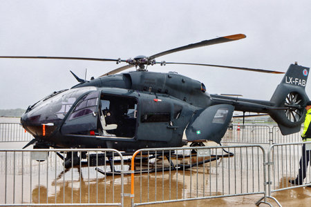 Luxembourg army PR event - showing their aircraft to public, free. Airbus H145 light multi-role helicopter for police surveillance and search missions. Findel, Luxembourg - October 2, 2022のeditorial素材