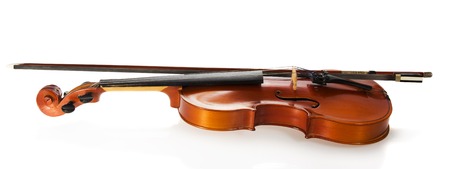 Violin and fiddlestick, isolated on white
