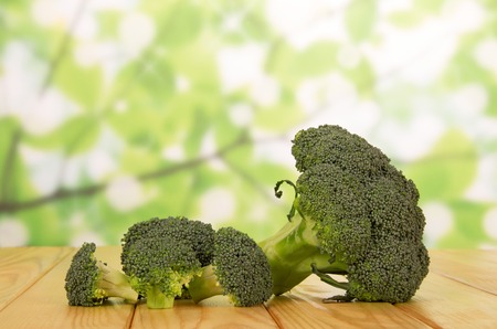 Fresh broccoli close-up on an abstract green background.の写真素材