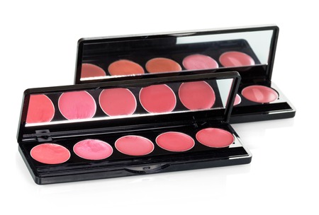 Lip Gloss Palette closeup isolated on white background.の写真素材