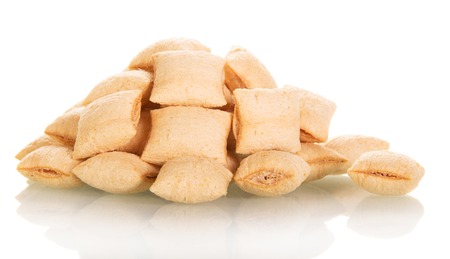 Crispy chips with cocoa isolated on white background. Confectionery.の写真素材