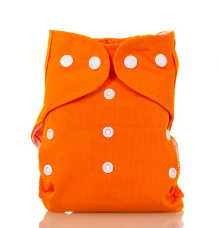 A modern cloth nappy isolated against a white background.の写真素材