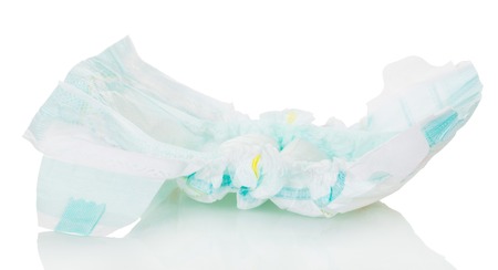 Pampers Baby close-up isolated on white background.の写真素材