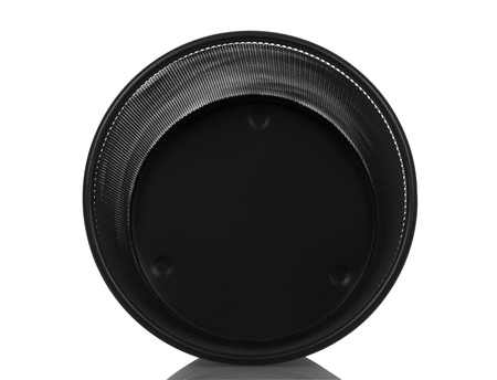 Black empty shopping basket for paper waste isolated on white background. Front view.の写真素材