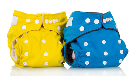 Two modern eco friendly diaper isolated on white background.の写真素材