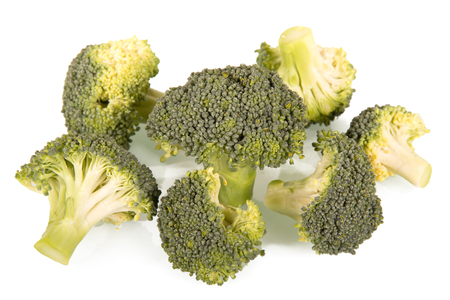 Ripe inflorescences of broccoli isolated on white background.の写真素材
