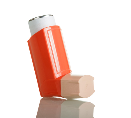 Pocket inhaler for asthmatics, isolated on white backgroundの写真素材