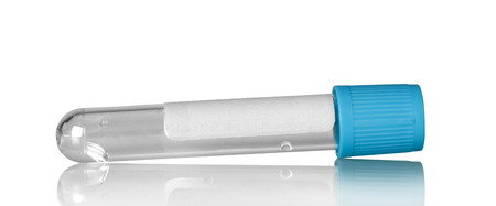 Test-tube for blood test isolated on white backgroundの写真素材