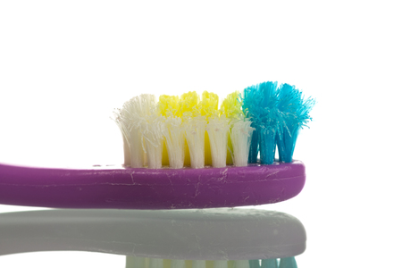 Toothbrush with soft bristle, isolated on white backgroundの写真素材