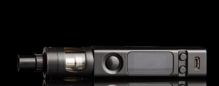 Electronic cigarette for inhaling steam, isolated on black background