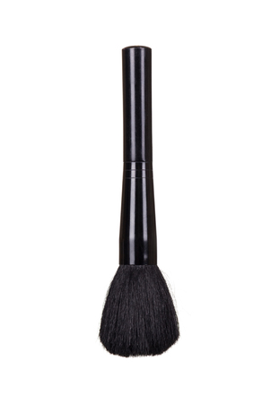 Black cosmetic makeup brush isolated on white backgroundの写真素材