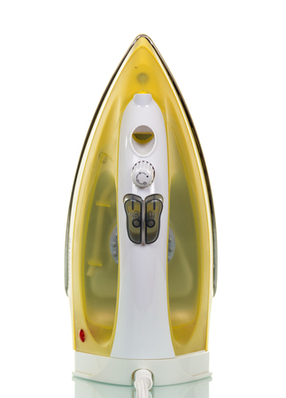 Modern electric iron to care for clean clothes, isolated on white backgroundの写真素材