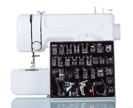 Interchangeable multi-functional presser for sewing machine isolated on white