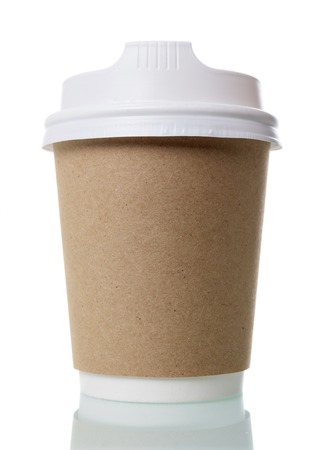 Special disposable container for hot drink isolated on whiteの写真素材