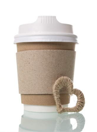Cup container with lid, for coffee takeaway, isolated on whiteの写真素材
