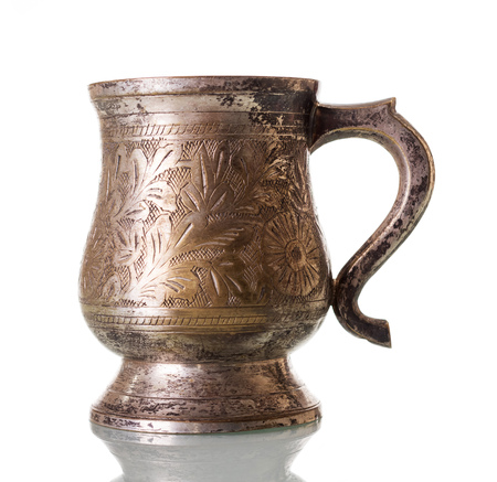 Vintage bronze vase for flower, isolated on whiteの写真素材