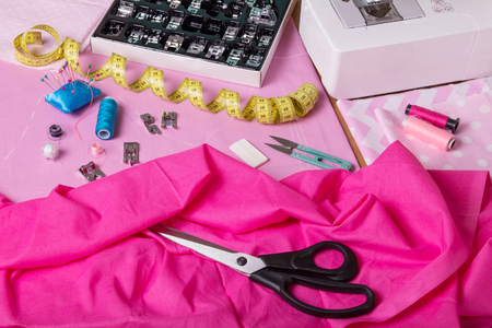 Equipment, accessories and fabric for making clothes to orderingの写真素材