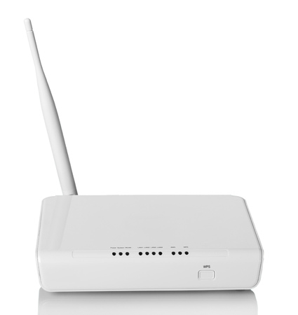 Wi-fi router with WPS function, isolated on whiteの写真素材
