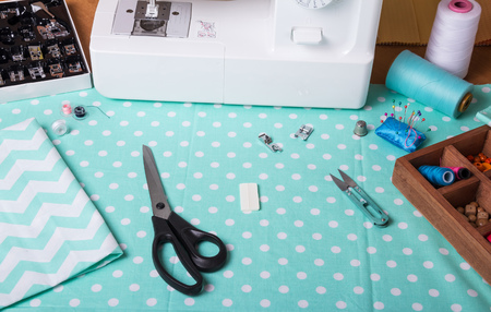 Cutting and sewing. Machine and accessoriesの写真素材