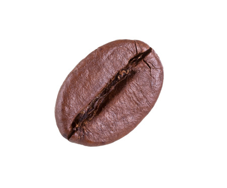 Macro. Beautiful fragrant coffee bean isolated on white backgroundの写真素材