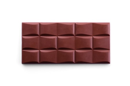 Top view. Tile whole fresh milk chocolate isolated on white backgroundの写真素材