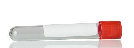 Sterile test tube for blood collection for analysis isolated on white backgroundの写真素材