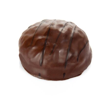 Chocolate candy with praline filling isolated on white backgroundの写真素材