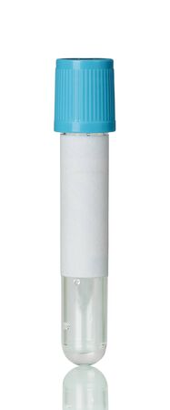 Sterile test tube for blood test isolated on white backgroundの写真素材