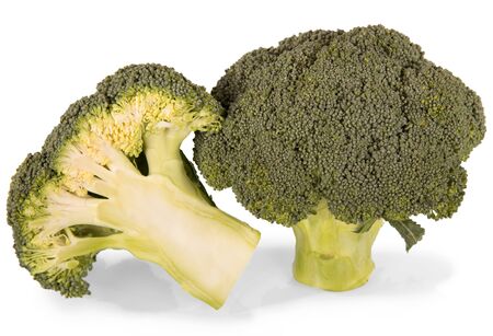 Inflorescence of broccoli and part isolated on white background.の写真素材