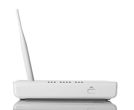 Wi-Fi router with WPS function, isolated on white backgroundの写真素材