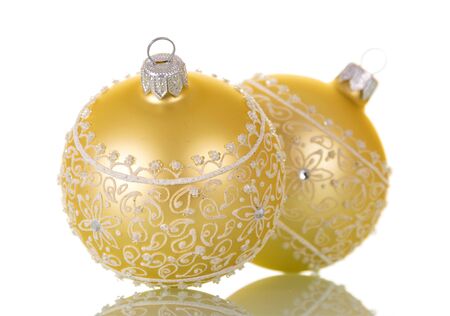 Two beautiful beige balls isolated on a white backgroundの写真素材