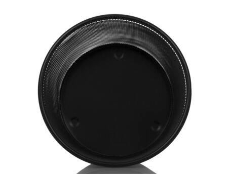 Black empty shopping basket for paper waste isolated on white background. Front view.の写真素材
