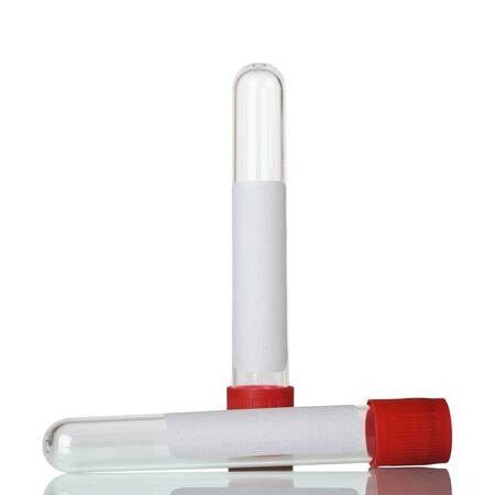 Vacuum tubes for collection of blood isolated on white background.の写真素材
