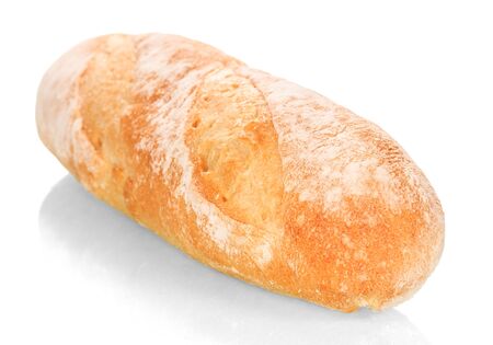 White long loaf closeup isolated on white background.の写真素材